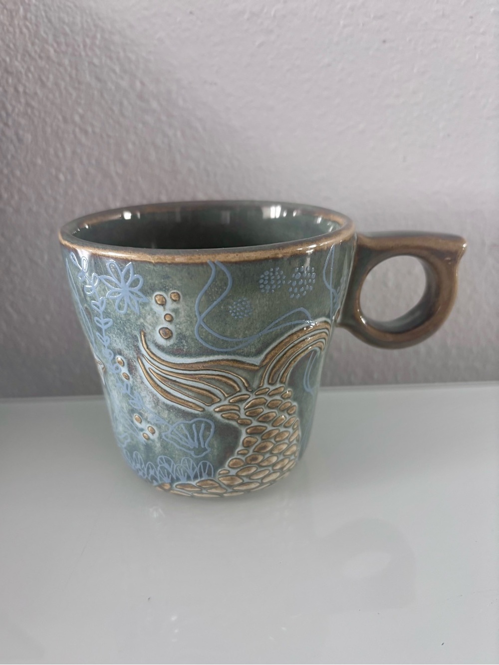 Starbucks Siren’s Collection Anniversary Coffee Mug 2014 Embossed Mermaids Tail